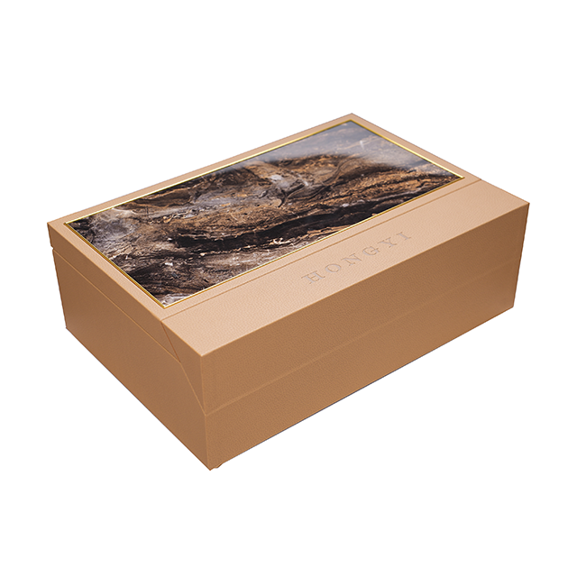 Ensemble cadeau de parfum en cuir PU double couche de placage marbré de luxe
