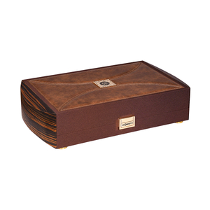 Coffret de parfum en bois enveloppé de cuir à 4 fentes vintage pour les collectionneurs