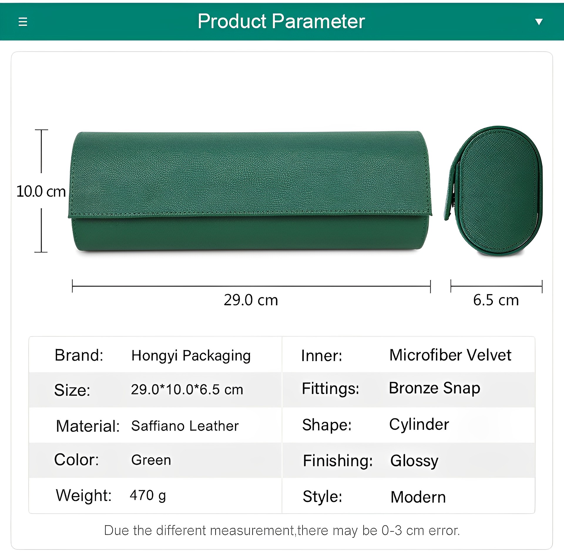 étui à montre en cuir vert
