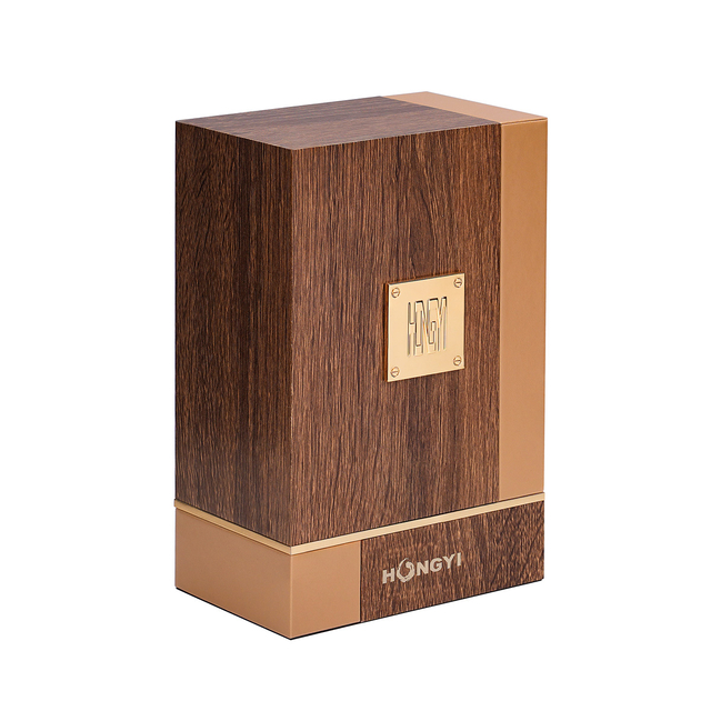 Étui de parfum vide de placage de cuir de grain de bois de luxe pour l'affichage
